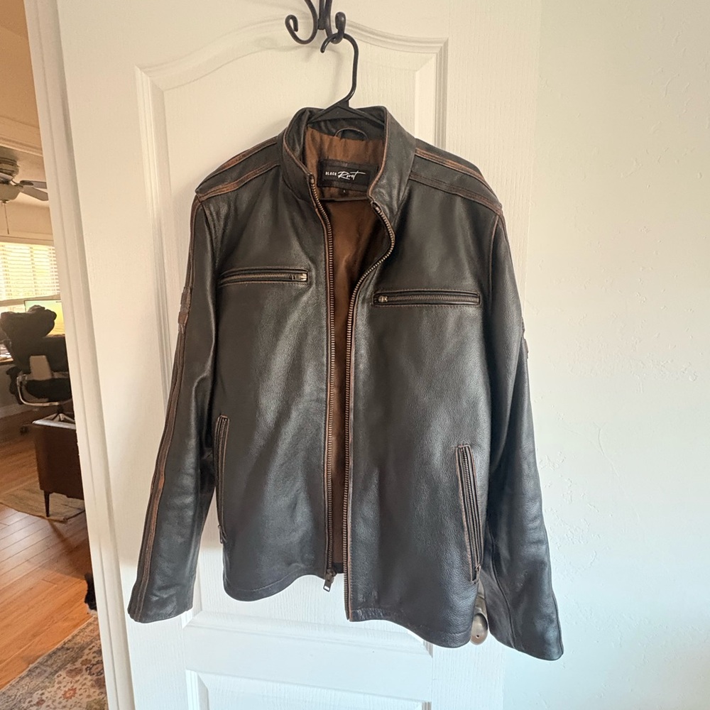 Black Rivet Men's Dark Brown Leather Jacket